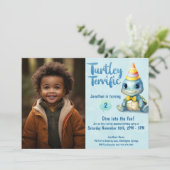 Invitation Mignon tortue photo anniversaire de enfant (Debout devant)