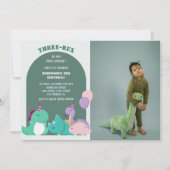 Invitation Mignon trois-rex 3e anniversaire de dinosaure Phot (Devant)