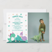 Invitation Mignon trois-rex 3e anniversaire de dinosaure Phot (Devant)