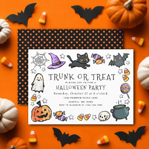 Invitation Mignon Trunk ou Treat Enfants Crayon Fête d'Hallow