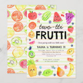 Invitation Mignon TWO-tti Frutti Fruits d'été 2e Anniversaire (Devant / Derrière)