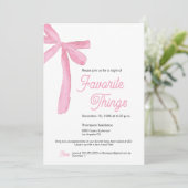 Invitation Mignonette Favoris Party Pink Bow (Debout devant)