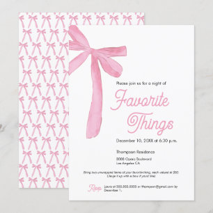 Invitation Mignonette Favoris Party Pink Bow