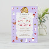 Invitation Mignonne 5e jour de Noël Cinq Anneaux d'or (Debout devant)