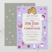 Invitation Mignonne 5e jour de Noël Cinq Anneaux d'or (Devant / Derrière)