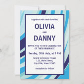 Invitation Mignonne Abstraite Bleue Plage Mariage (Devant)