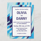 Invitation Mignonne Abstraite Bleue Plage Mariage (Devant / Derrière)