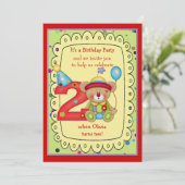 Invitation Mignonne Âge de l'ours d'anniversaire 2 (Debout devant)