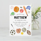 Invitation Mignonne All Star Sports Balls Team Kid Boy Annive (Debout devant)