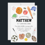 Invitation Mignonne All Star Sports Balls Team Kid Boy Annive<br><div class="desc">Anniversaire de enfant de l'équipe des balles de sport All Star</div>