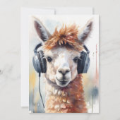 Invitation Mignonne alpaga blanc avec casque (Devant)