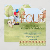 Invitation Mignonne animal de ferme baryard quatrième anniver (Devant / Derrière)