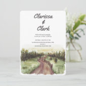 Invitation Mignonne Aquarelle Moderne Pays Paysage Mariage I (Debout devant)