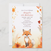 Invitation Mignonne Automne Forêt Fox automne Anniversaire (Devant)