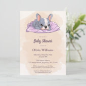 Invitation Mignonne Baby shower de couverture rose Chien-Chie (Debout devant)