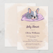 Invitation Mignonne Baby shower de couverture rose Chien-Chie (Devant / Derrière)