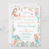 Invitation Mignonne Baby shower de sirène sous la mer bébé fi (Devant)