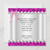 Invitation Mignonne Baby shower fille léopard rose (Dos)