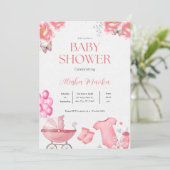 invitation mignonne Baby shower floral rose pâle (Debout devant)