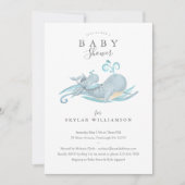 Invitation Mignonne Baby shower Whimsical maman & Baby Whale (Devant)