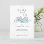 Invitation Mignonne Baby shower Whimsical maman & Baby Whale (Debout devant)