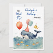 Invitation Mignonne baleine d'une époque anniversaire de garç (Dos)