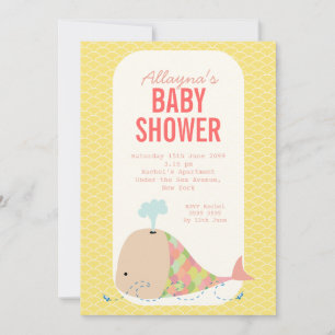 Invitation Mignonne baleine sous la mer Baby shower Invitatio