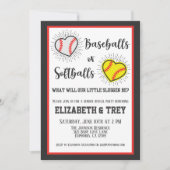 Invitation Mignonne Baseballs ou Softballs Genre Révéler (Devant)