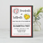 Invitation Mignonne Baseballs ou Softballs Genre Révéler (Debout devant)