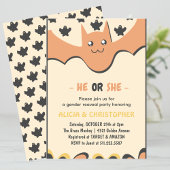 Invitation Mignonne batte Orange He or She Halloween genre ré