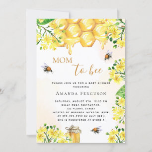 Invitation Mignonne Bee Baby shower fleurit jaune maman à abe