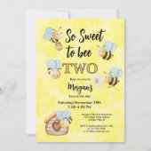 Invitation Mignonne Bee Two Jaune Noir Deuxième fête d'annive (Devant)