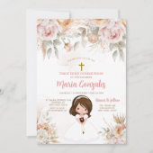 Invitation Mignonne Bible Première Sainte Communion Peach Flo (Devant)