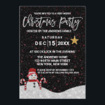 Invitation Mignonne Blanc Rouge Snowman Nuit Ciel Parties sci<br><div class="desc">Cette invitation de fête de Noël à thème bonhomme de neige est un design très mignon et cool pour votre papeterie de vacances. Il comporte un bonhomme de neige en parties scintillant blanche imitation avec un casquette rouge et une écharpe à côté de deux sucres de canne sur la neige...</div>