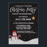 Invitation Mignonne Blanc Rouge Snowman Nuit Ciel Parties sci<br><div class="desc">Cette invitation de fête de Noël à thème bonhomme de neige est un design très mignon et cool pour votre papeterie de vacances. Il comporte un bonhomme de neige en parties scintillant blanche imitation avec un casquette rouge et une écharpe à côté de deux sucres de canne sur la neige...</div>