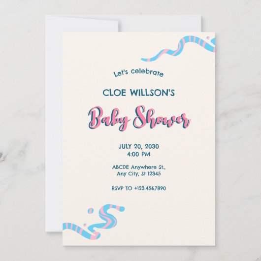 Invitation Mignonne bleu rose Monster sexe révéler baby showe (Dos)