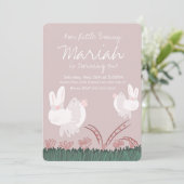 Invitation Mignonne Bunny Pâques 1er Anniversaire Main tirée (Debout devant)