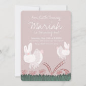 Invitation Mignonne Bunny Pâques 1er Anniversaire Main tirée (Devant)