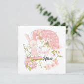 Invitation Mignonne Bunny Parapluie Florals Baby shower fille (Debout devant)
