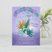 Invitation Mignonne caricature Sirène fille pourpre 13e anniv (Debout devant)