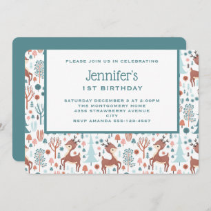 Invitation Mignonne cerf dans la Forêt de Whimsical Motif Ann
