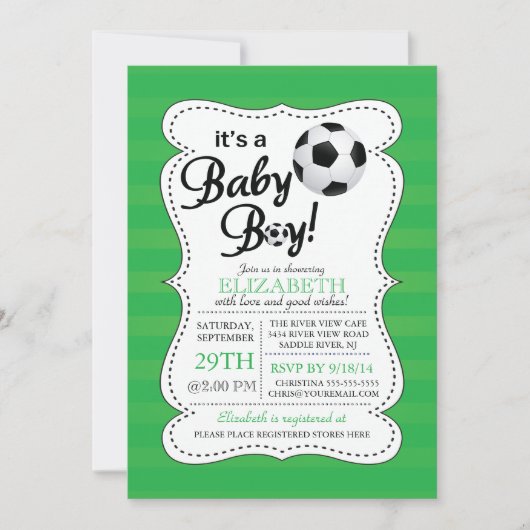 Invitation Mignonne C'est un Baby shower de Football pour béb (Devant)