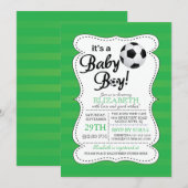 Invitation Mignonne C'est un Baby shower de Football pour béb (Devant / Derrière)
