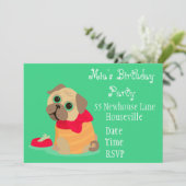 Invitation Mignonne chien carlin amoureux des animaux fille P (Debout devant)