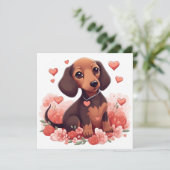 Invitation Mignonne chiot Dachshund avec le coeur (Debout devant)