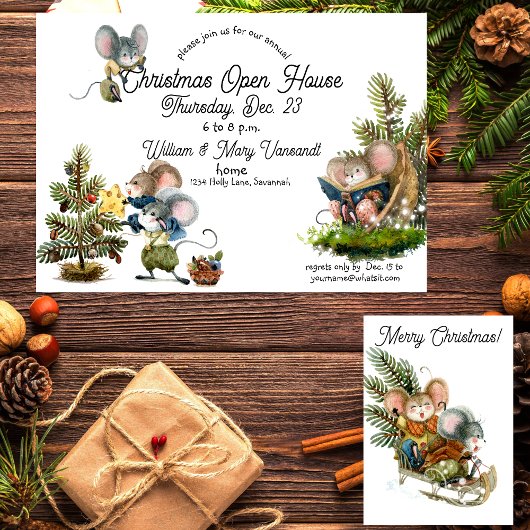 Invitation Mignonne Christmas Mouse Holiday Open House Invita