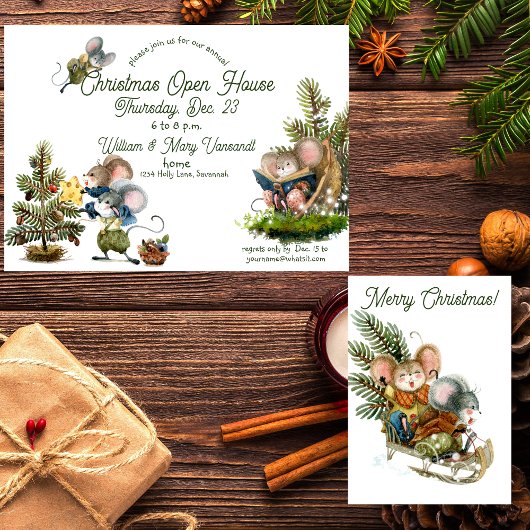 Invitation Mignonne Christmas Mouse Holiday Open House Invita