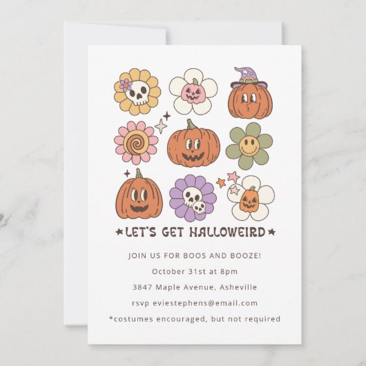 Invitation Mignonne Citrouille rétro Whimsical Face Halloween (Devant)