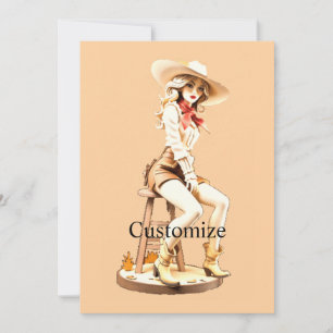 Invitation Mignonne cowgirl assise Thunder_Cove