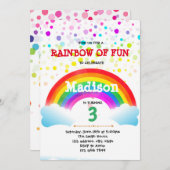 Invitation mignonne d'anniversaire d'arc-en-ciel (Devant / Derrière)